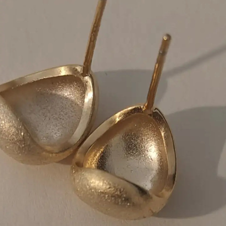 Adair Golden Color Studs Matte Finish - Earrings