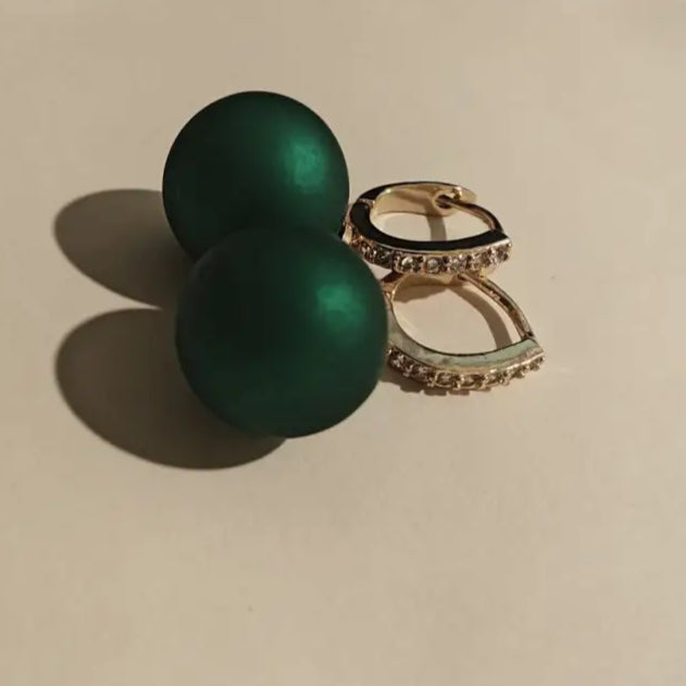 Adair Green Crystal Ball Earrings - Earrings