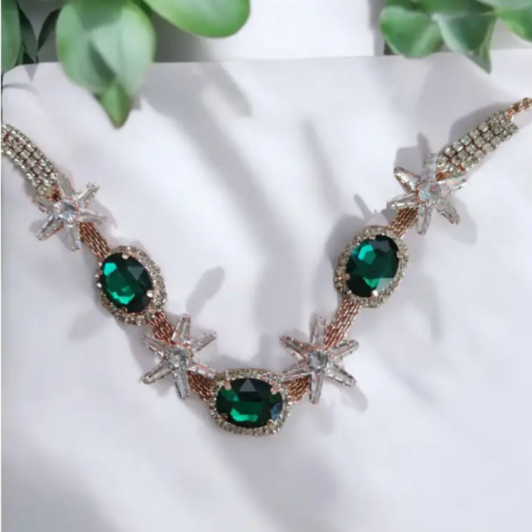 Adair Green Emerald Neckpiece with Earrings - Necklace