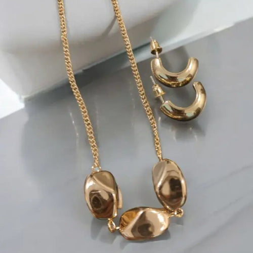 Adair Irregular Water Droplets Necklace With Earrings Demi Fine - Necklace