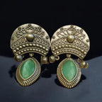 Adair Karigars Design Earrings with Jade Stone - Earrings