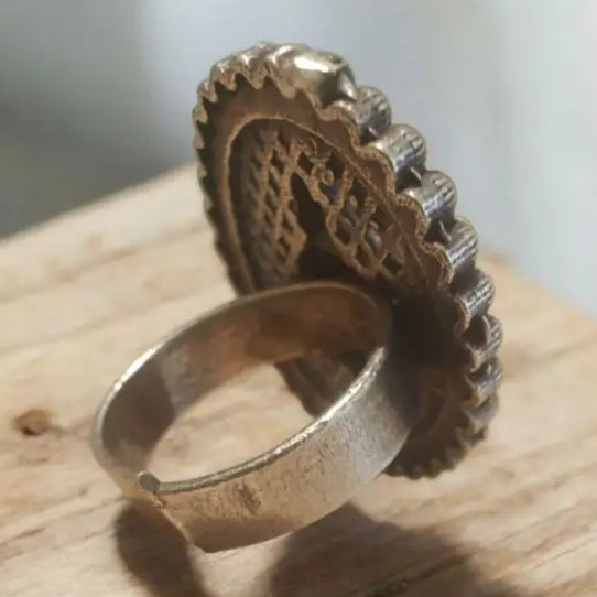 Adair Krishna Brass Based Silver Replica Adjustable Ring - Rings