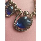Adair Midnight Designer Oval Shaped Crystal Necklace With Gold Beads - Necklace