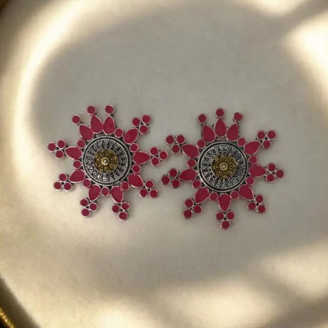 Adair Pink Sunflower Earrings - Earrings