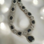Adair Semi Precious Stones Necklace With Earrings with Midnight Blue Accent - Necklace