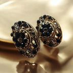 Adair Timeless Elegance: Vintage Black & Gold Stud Earrings - Earrings
