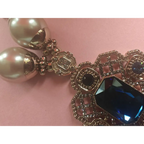 Adair Uncut Stone With Net Intricate Design Gold Plated Chain With Moon Of Pearls - Necklace