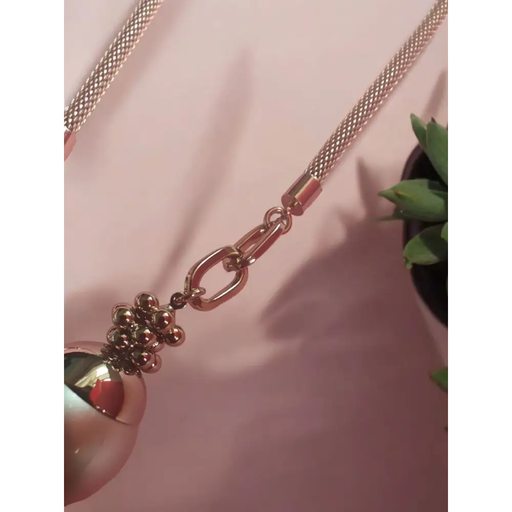 Adair Uncut Stone With Net Intricate Design Gold Plated Chain With Moon Of Pearls - Necklace