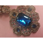 Adair Uncut Stone With Net Intricate Design Gold Plated Chain With Moon Of Pearls - Necklace