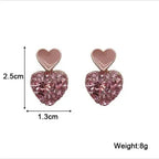 Adair Valentine Flamingos Double Hearts with Crushed Crystals Earrings - Earrings