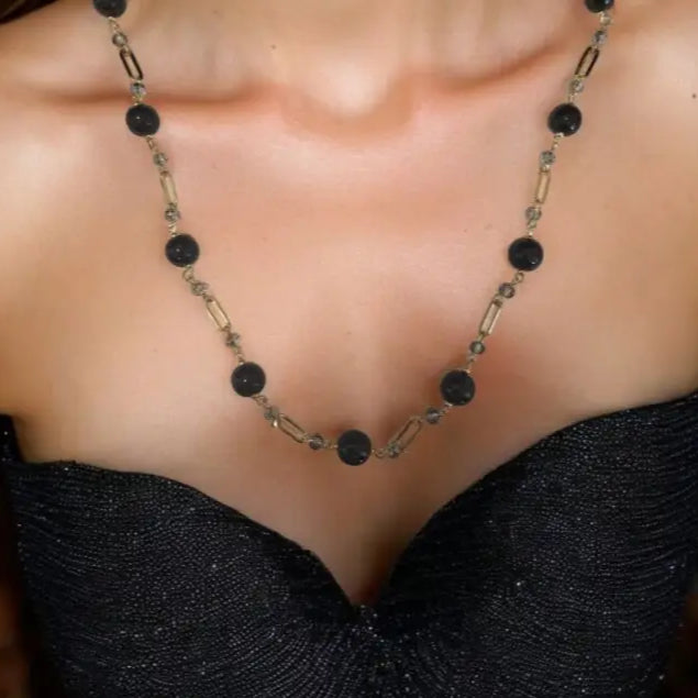 Adair Vintage Black Pearl Necklace - Necklace