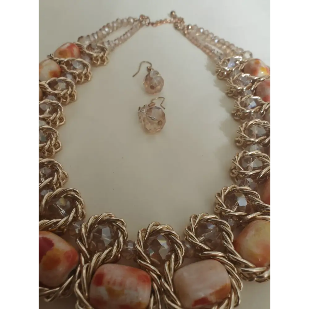 Adair Women Luxury Chunky Double Crystal Bead Pendant Choker Collar Statement Necklace - Necklace