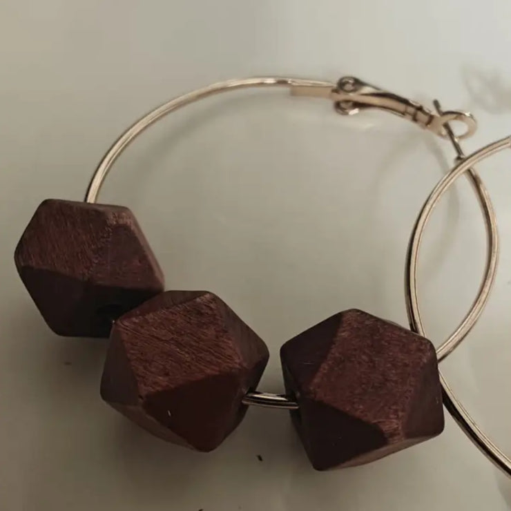 Adair Wood Hoop Earrings - Earrings