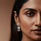 Antique Silver Lotus Jhumka Earrings – Handcrafted Elegance By Adair Gems - Earrings