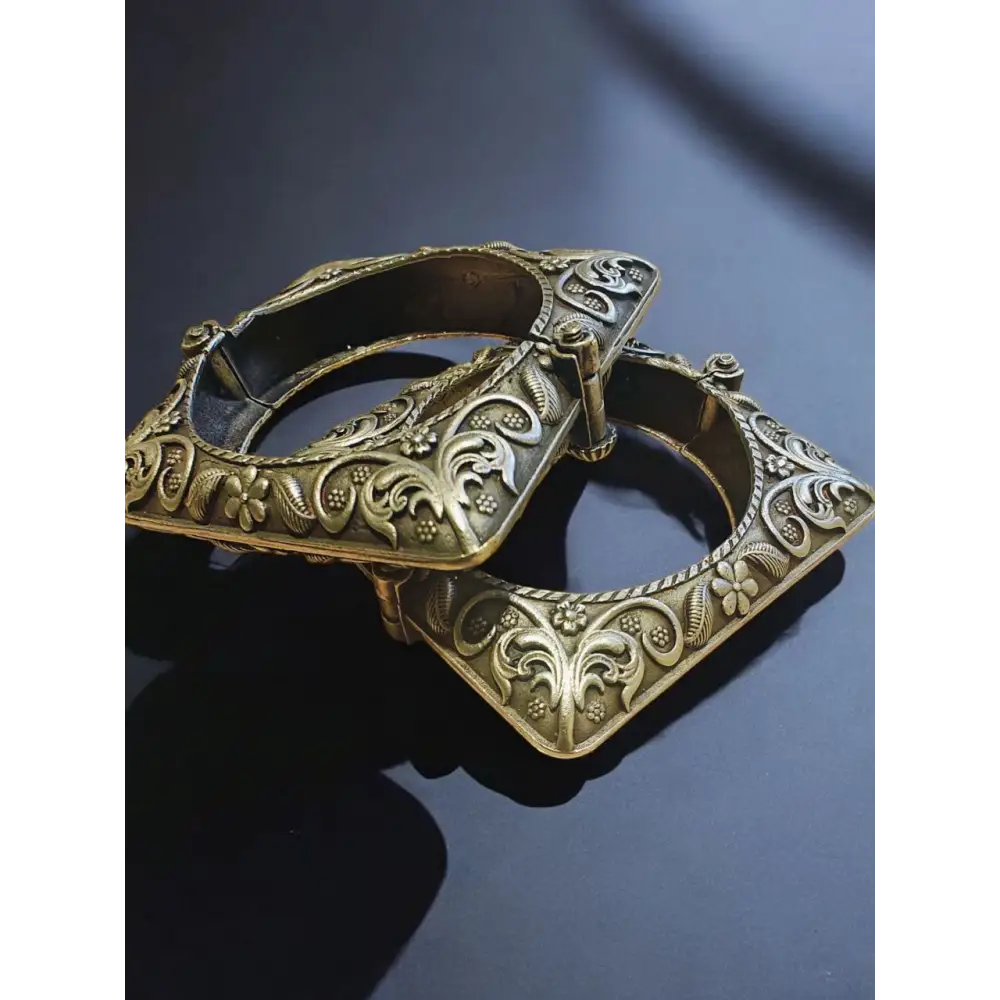 Antique Silver-Plated Square Bangles – Traditional Indian Jewellery for Women (Sizes 2’4 & 2’6) - Bracelet