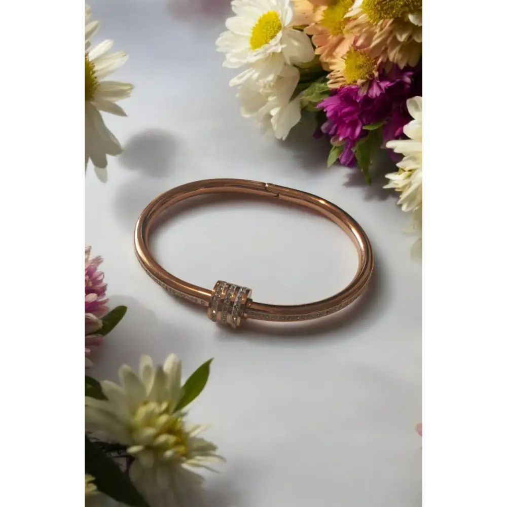 Bracelet Bangle For Women Rose gold plated Adjustable with American Diamonds - Bracelet