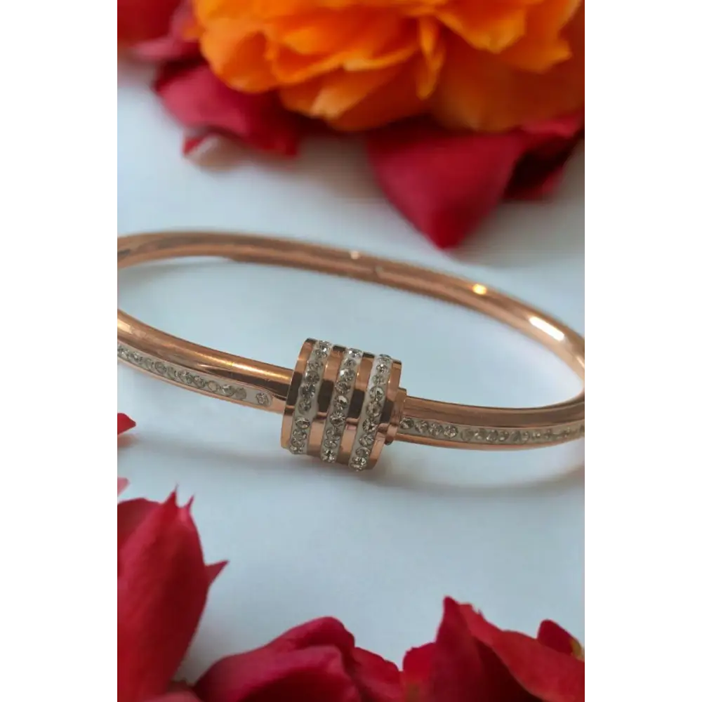 Bracelet Bangle For Women Rose gold plated Adjustable with American Diamonds - Bracelet