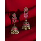 Pink Enamel Jhumka Earrings – Traditional Chic with a Modern Twist By Adair Gems - Earrings