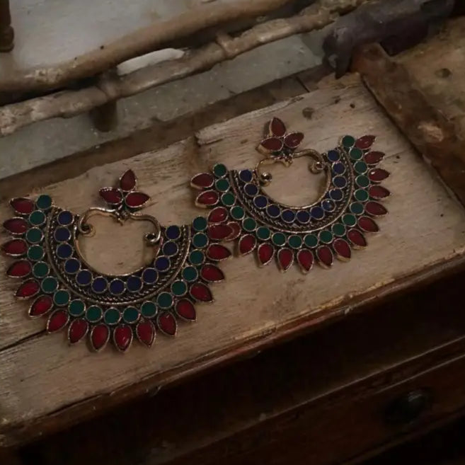 Traditional Kundan Hoop Earrings By Adair Gems - Earrings