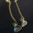 Silver antique telephone design dangle earrings for women