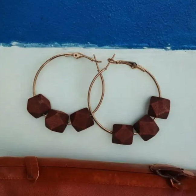 yugavi Wood Hoop Earrings - Earrings
